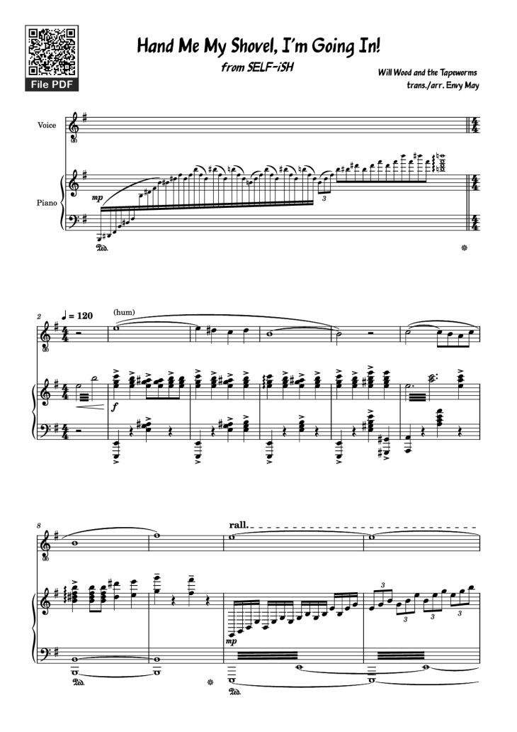 Page 1 of the piano sheet music PDF – Hand Me My Shovel, I
