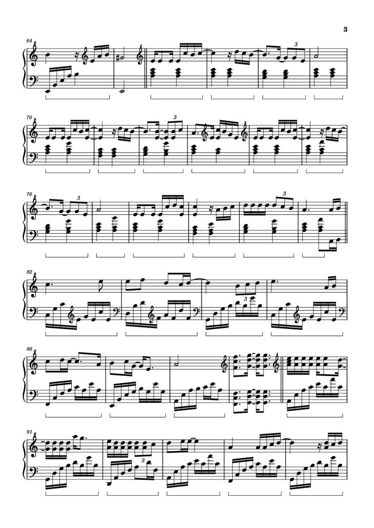 Page 3 of the piano sheet music PDF Piano – 心要让你听见 (Tình Đơn Phương) Piano by Transcribed by Lê Mạnh Hùng