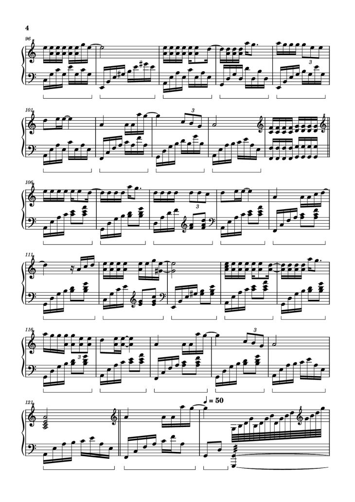 Page 4 of the piano sheet music PDF Piano – 心要让你听见 (Tình Đơn Phương) Piano by Transcribed by Lê Mạnh Hùng