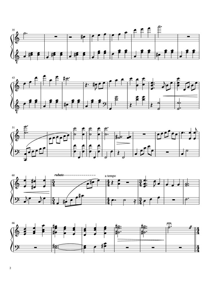 Page 2 of the piano sheet music PDF Piano – DUET (Solo Piano) by Pedro Silva