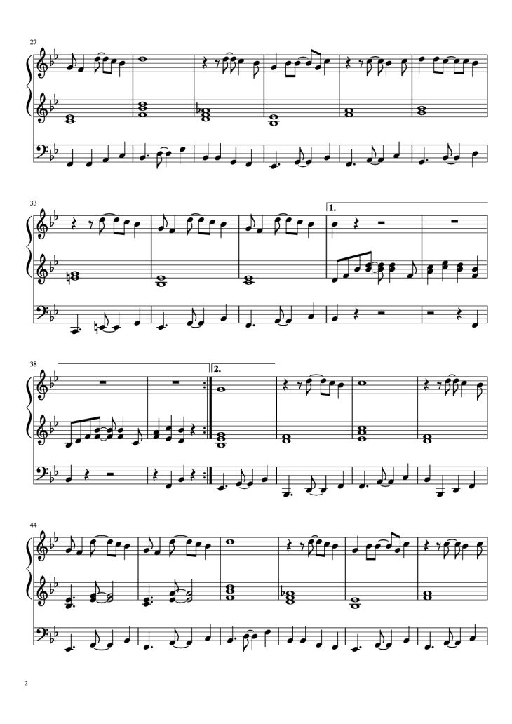 Page 2 of the piano sheet music PDF Piano – Under the Sea Piano by Music by Alan Menken Lyrics by Howard Ashman