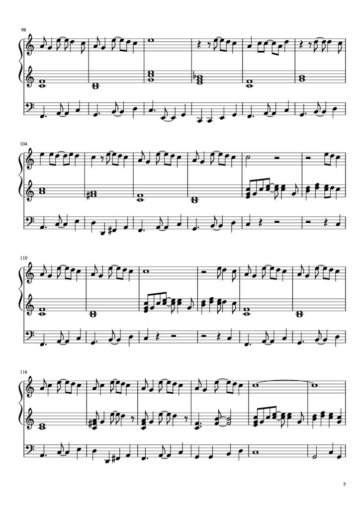 Page 5 of the piano sheet music PDF Piano – Under the Sea Piano by Music by Alan Menken Lyrics by Howard Ashman