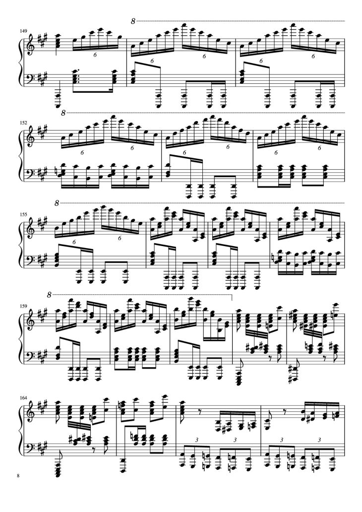 Page 8 of the piano sheet music PDF Piano – Turkish March by Yuja Piano by Kyoko Akatsuka