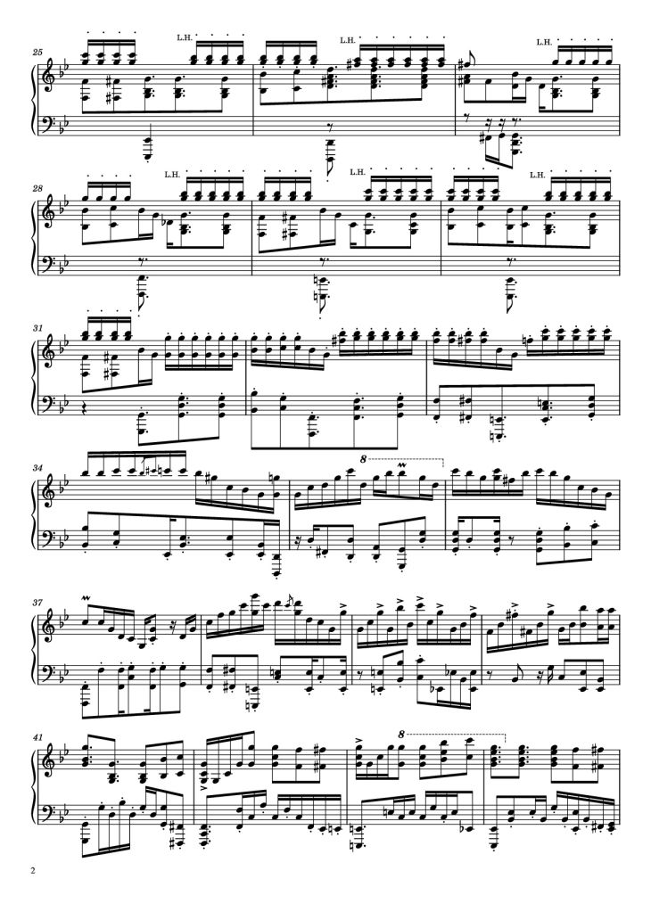 Page 2 of the piano sheet music PDF Piano – Mission Impossible Theme Piano by Comp. by Lalo Schifrin
