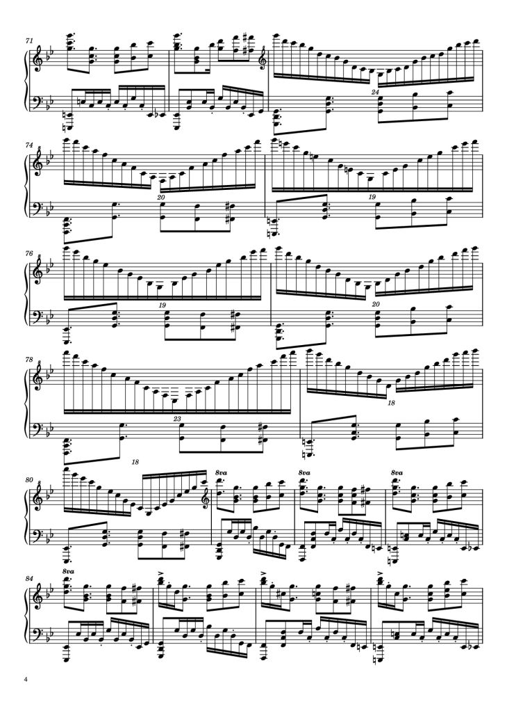 Page 4 of the piano sheet music PDF Piano – Mission Impossible Theme Piano by Comp. by Lalo Schifrin