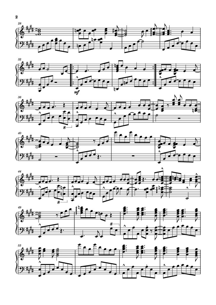 Page 2 of the piano sheet music PDF Piano – Never Meant to Know Piano by Tally Hall