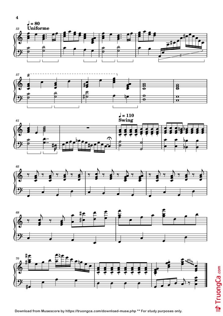 Page 4 of the piano sheet music PDF Piano – The Main Character Piano by Will Wood