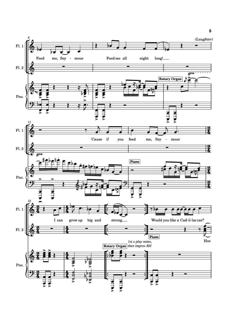 Page 5 of the piano sheet music PDF Piano – SUDDEN CHANGES Piano by Music by Alan Menken