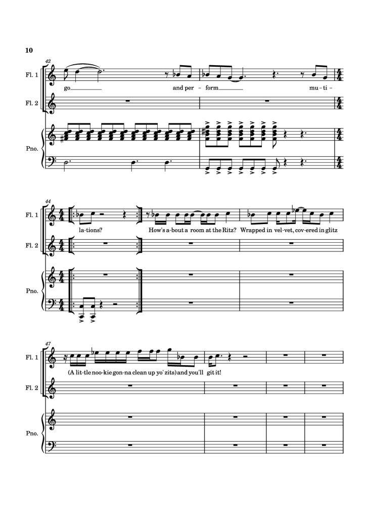 Page 10 of the piano sheet music PDF Piano – SUDDEN CHANGES Piano by Music by Alan Menken