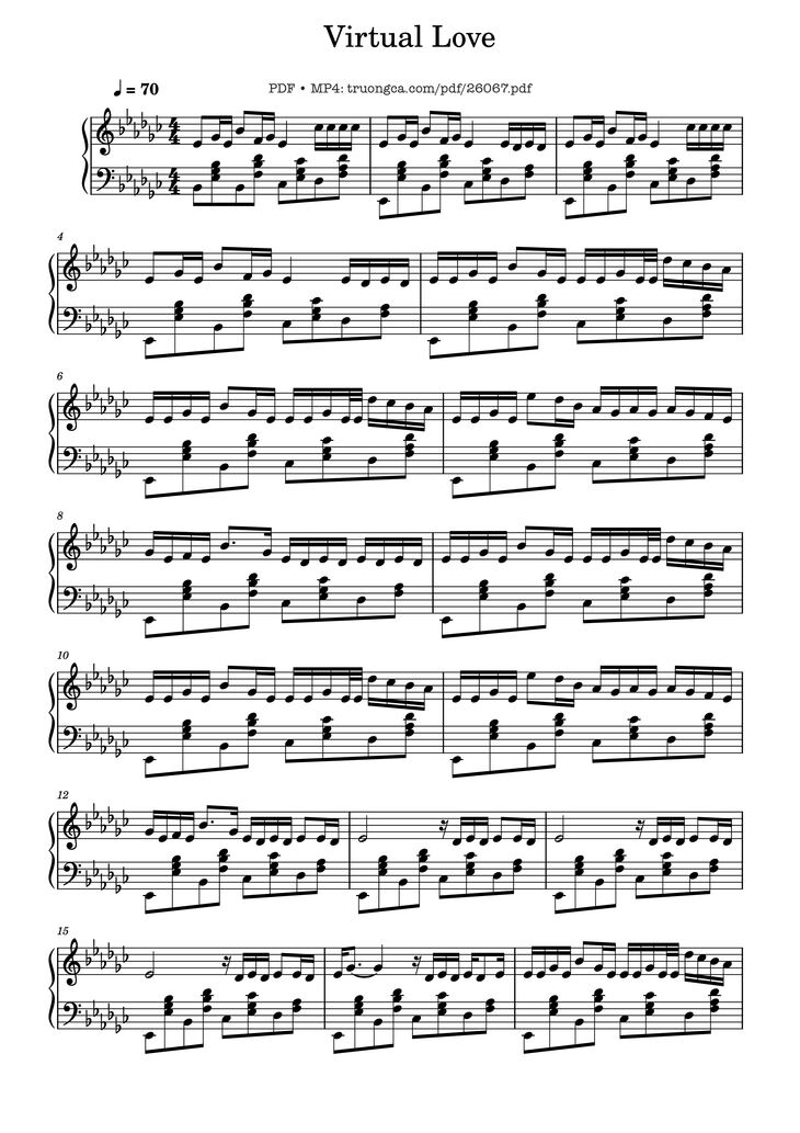 Page 1 of the piano sheet music PDF Piano – Virtual Love Piano by Композитор / аранжировщик