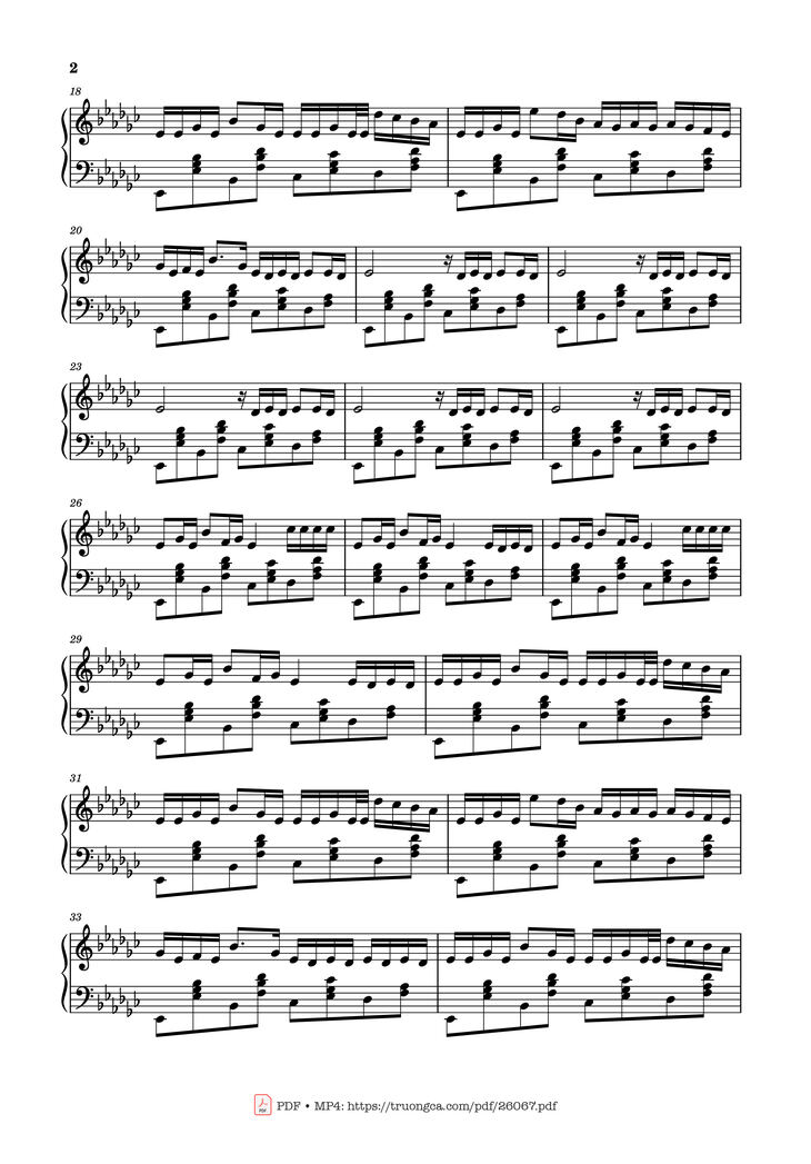 Page 2 of the piano sheet music PDF Piano – Virtual Love Piano by Композитор / аранжировщик