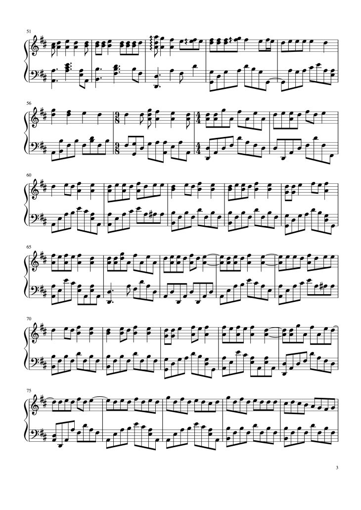 Page 3 of the piano sheet music PDF Piano – Love Story Piano by Taylor Swift
