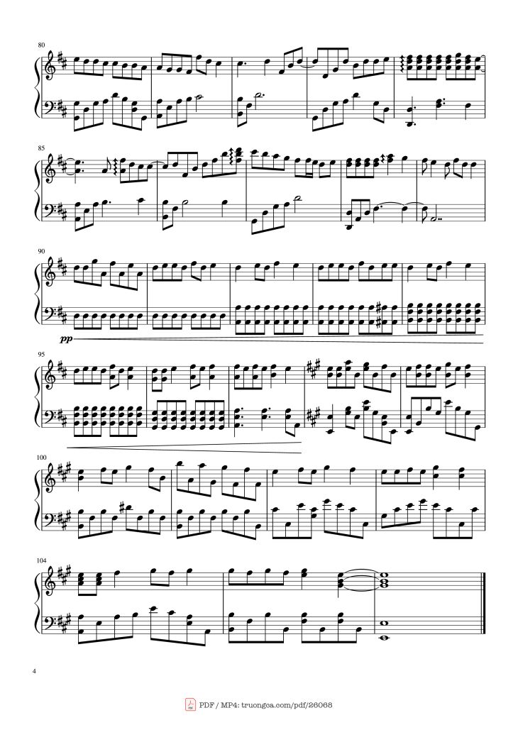 Page 4 of the piano sheet music PDF Piano – Love Story Piano by Taylor Swift