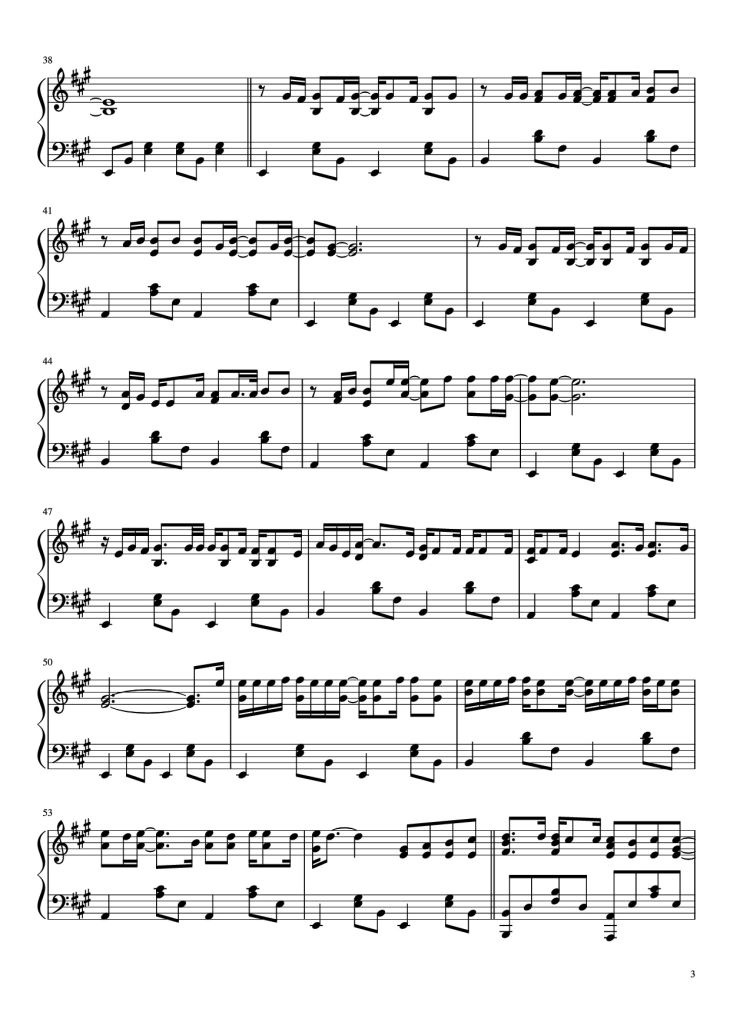 Page 3 of the piano sheet music PDF Piano – Mariners Aparment Complex Piano by Lana del Rey