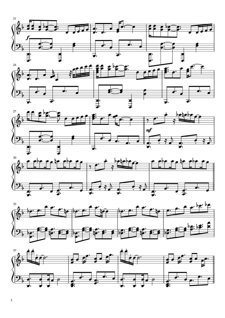 Page 2 of the piano sheet music PDF Piano – Vampire Killer Piano by Kinuyo Yamashita
