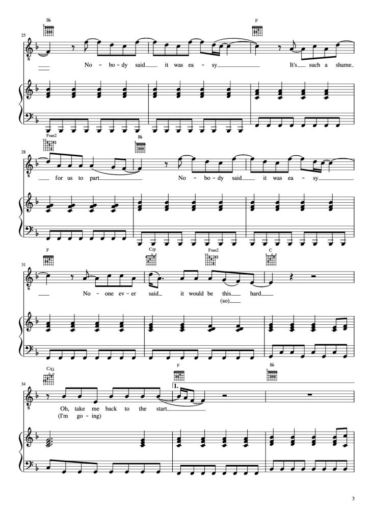 Page 3 of the piano sheet music PDF Piano – The Scientist Piano by Undefined