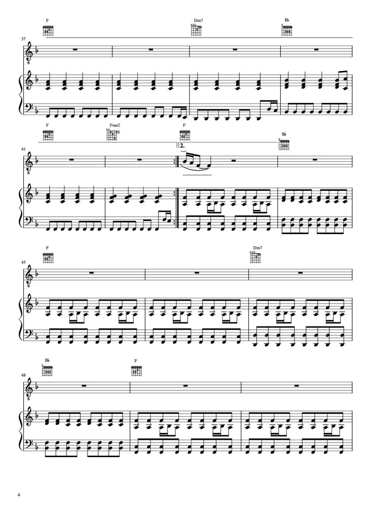 Page 4 of the piano sheet music PDF Piano – The Scientist Piano by Undefined