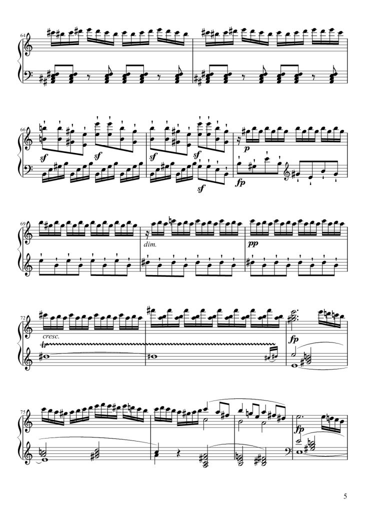 Page 5 of the piano sheet music PDF Piano – Sonate No. 21, Waldstein Piano by Ludwig van Beethoven