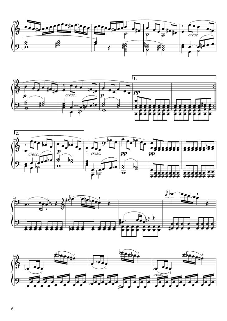 Page 6 of the piano sheet music PDF Piano – Sonate No. 21, Waldstein Piano by Ludwig van Beethoven