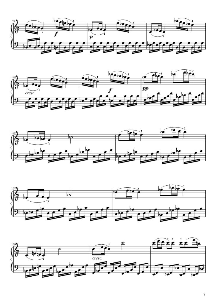 Page 7 of the piano sheet music PDF Piano – Sonate No. 21, Waldstein Piano by Ludwig van Beethoven