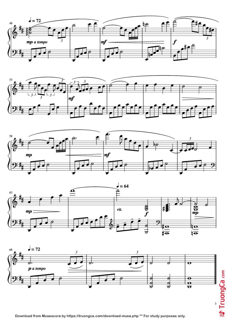 Page 3 of the piano sheet music PDF Piano – Meditation from Thais Piano by Music by J.Massnet