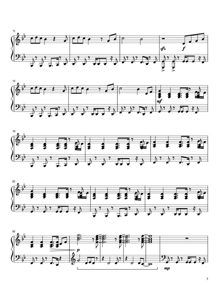 Page 5 of the piano sheet music PDF Piano – What Is Love Piano by Haddaway