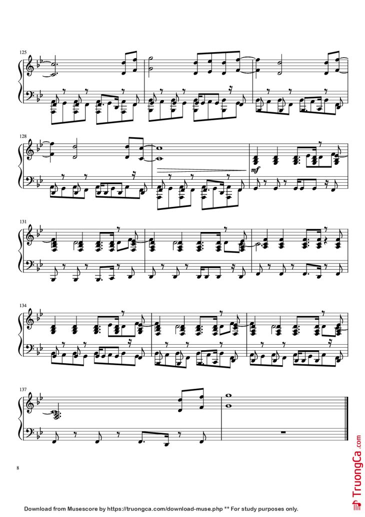 Page 8 of the piano sheet music PDF Piano – What Is Love Piano by Haddaway