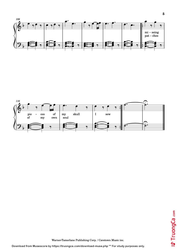 Page 5 of the piano sheet music PDF Piano – Meteor Shower Piano by Robin Skinner