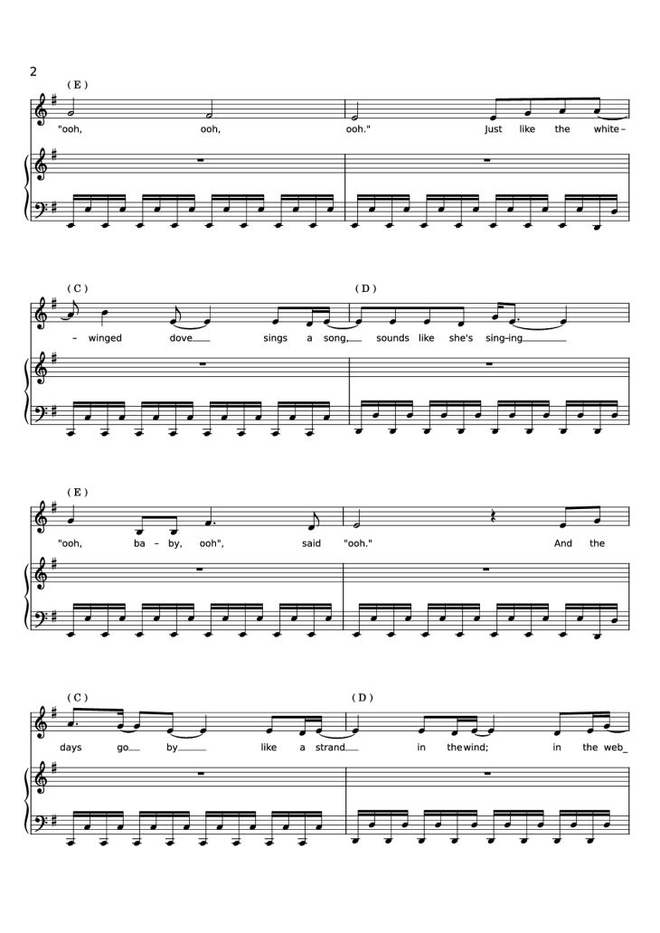 Page 2 of the piano sheet music PDF Piano – Edge of Seventeen Piano by STEVIE NICKS