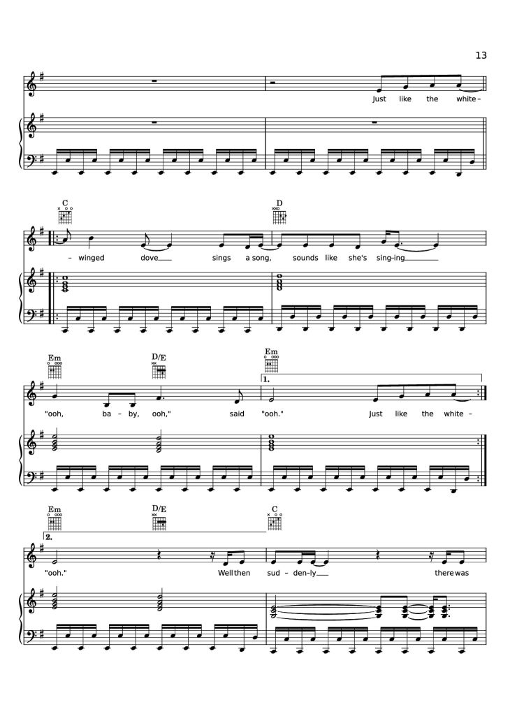 Page 13 of the piano sheet music PDF Piano – Edge of Seventeen Piano by STEVIE NICKS