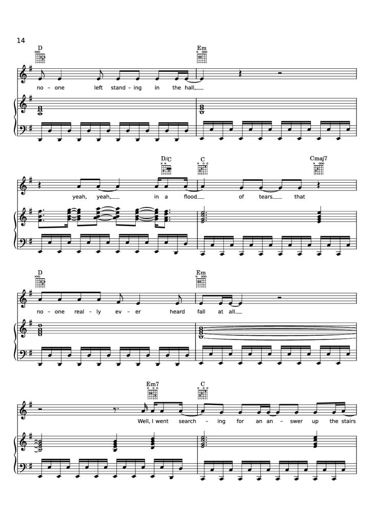Page 14 of the piano sheet music PDF Piano – Edge of Seventeen Piano by STEVIE NICKS