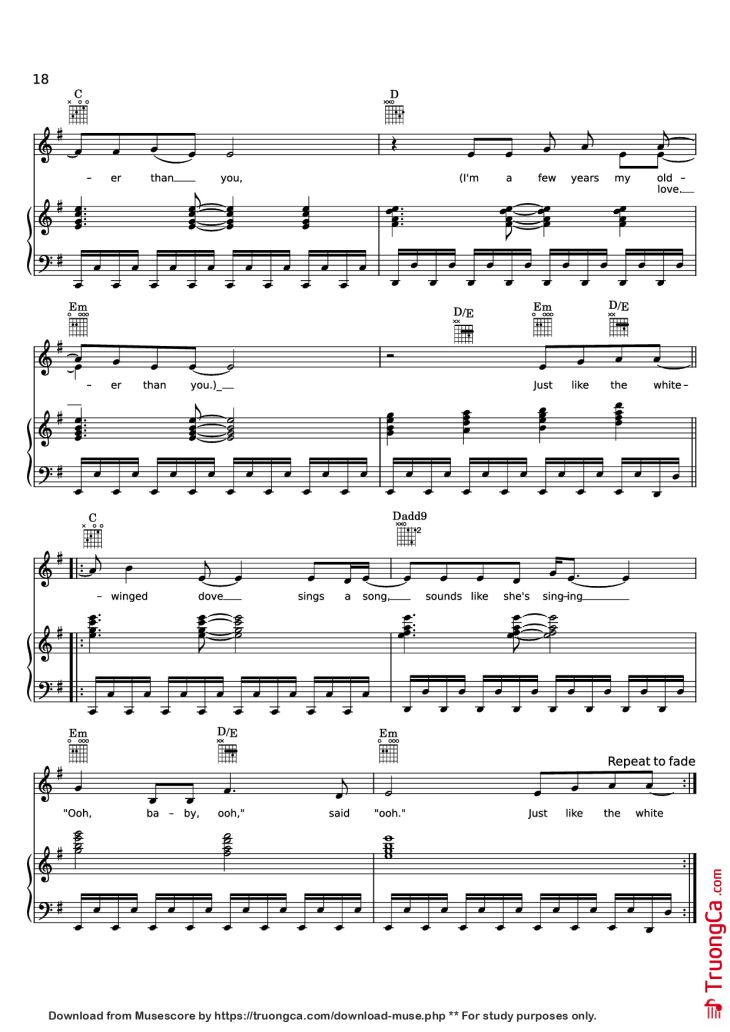 Page 18 of the piano sheet music PDF Piano – Edge of Seventeen Piano by STEVIE NICKS