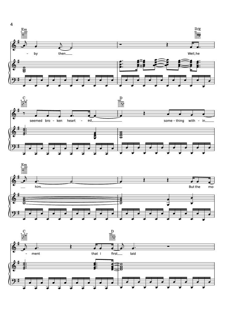 Page 4 of the piano sheet music PDF Piano – Edge of Seventeen Piano by STEVIE NICKS