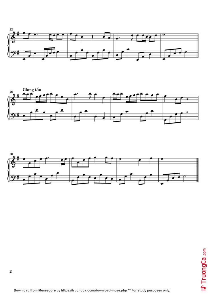 Page 2 of the piano sheet music PDF Piano – Ai chung tình được mãi Piano by Đinh Tùng Huy