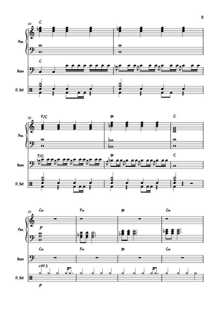 Page 3 of the piano sheet music PDF Piano Guitar Tab – July Morning Piano by Uriah Heep