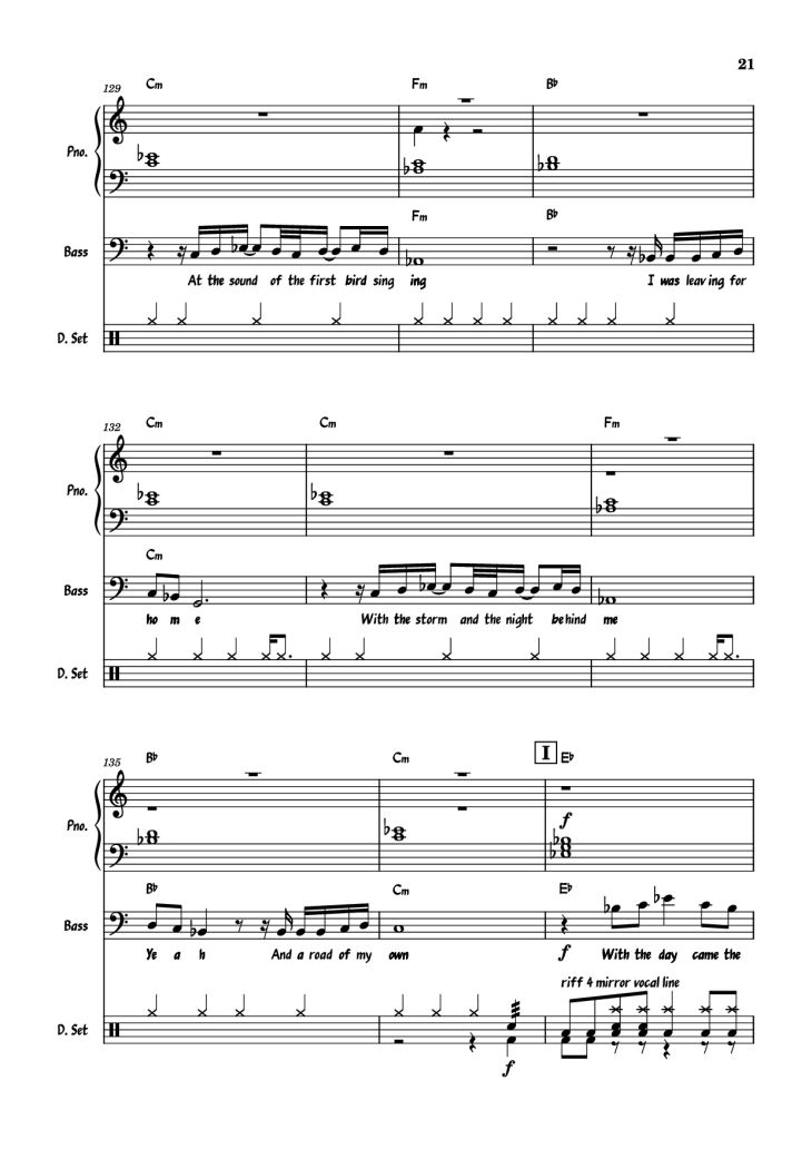 Page 21 of the piano sheet music PDF Piano Guitar Tab – July Morning Piano by Uriah Heep