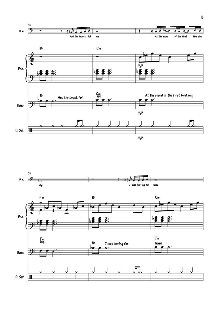 Page 5 of the piano sheet music PDF Piano Guitar Tab – July Morning Piano by Uriah Heep