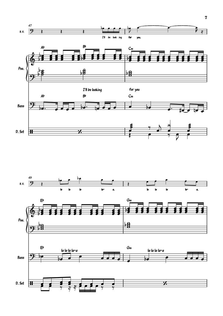 Page 7 of the piano sheet music PDF Piano Guitar Tab – July Morning Piano by Uriah Heep