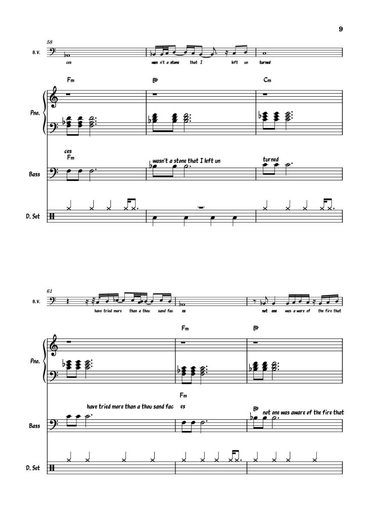 Page 9 of the piano sheet music PDF Piano Guitar Tab – July Morning Piano by Uriah Heep