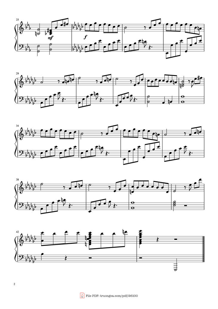 Page 2 of the piano sheet music PDF Piano – The Godfather (Love Theme) Piano by Nino Rota
