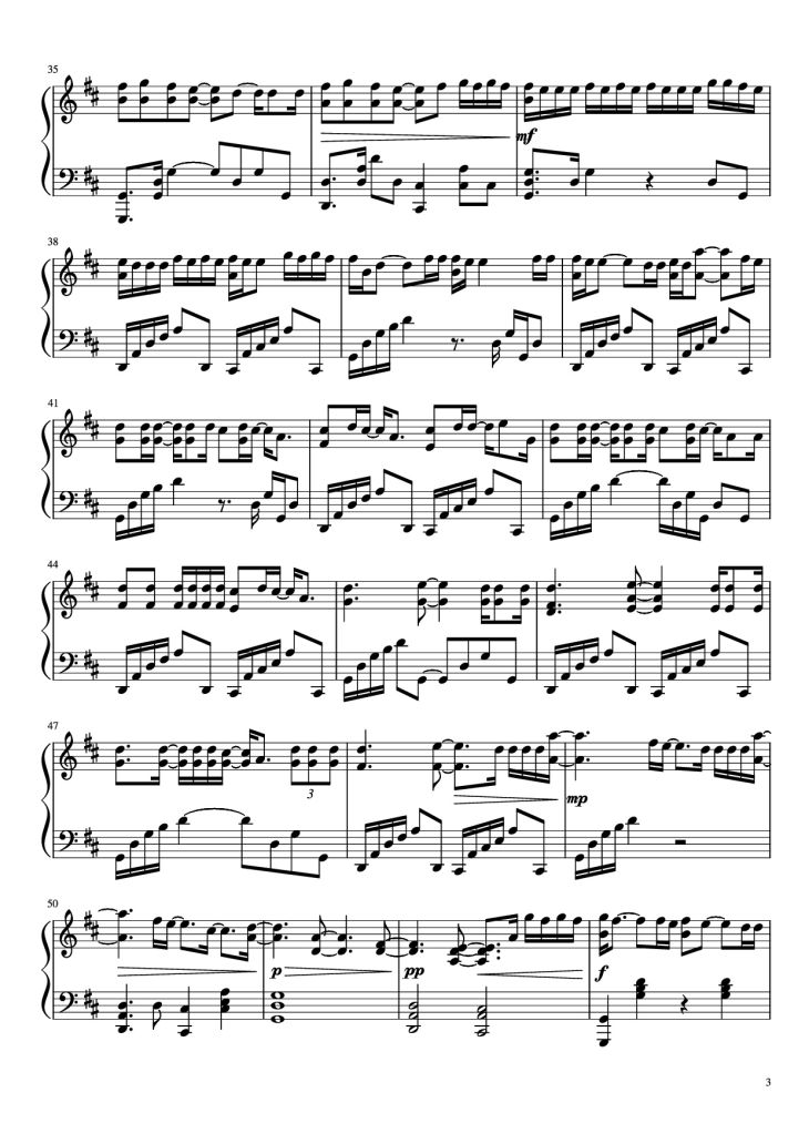 Page 3 of the piano sheet music PDF Piano – Robbery Piano by Jarad Higgins