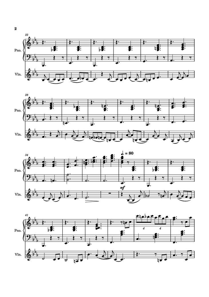 Page 2 of the piano sheet music PDF Piano – Valentine Piano by Laufey