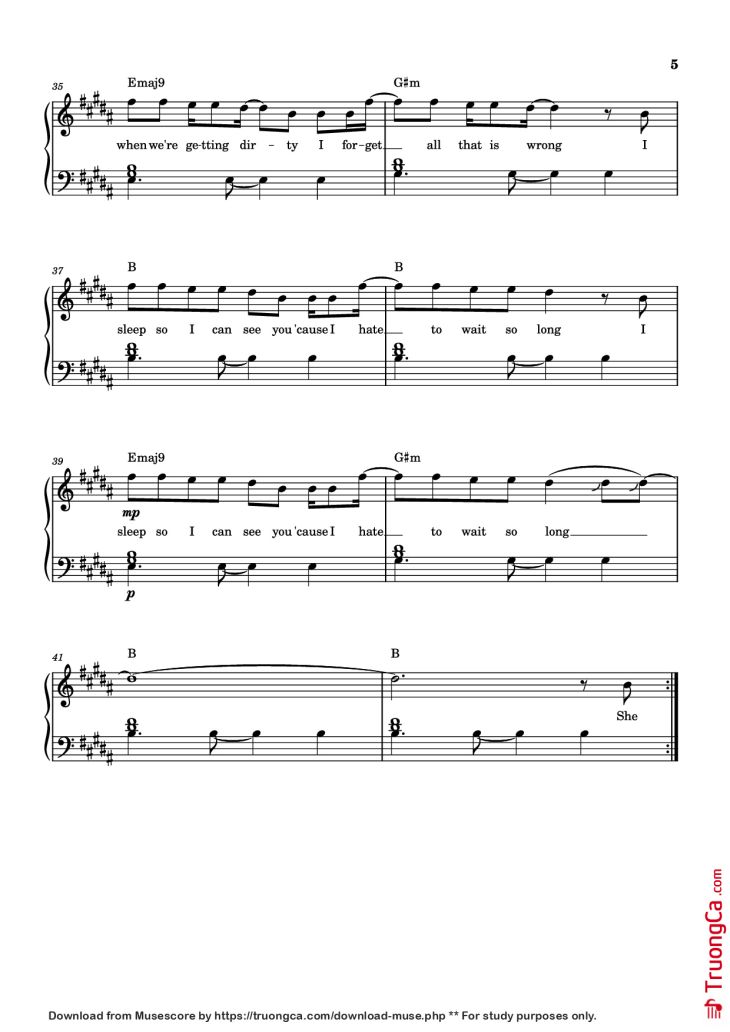 Page 5 of the piano sheet music PDF Piano – Sailor Song Piano by Gigi Perez