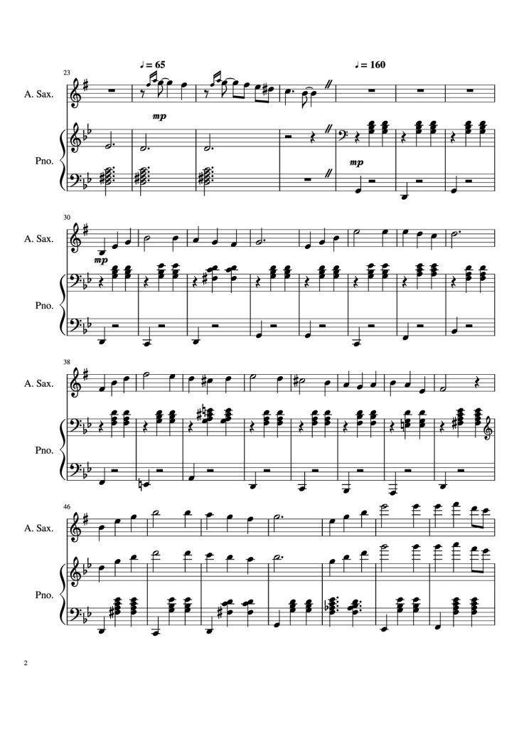 Page 2 of the piano sheet music PDF Piano – Howl