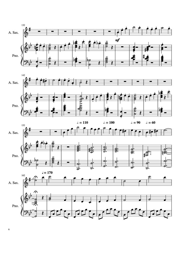 Page 6 of the piano sheet music PDF Piano – Howl