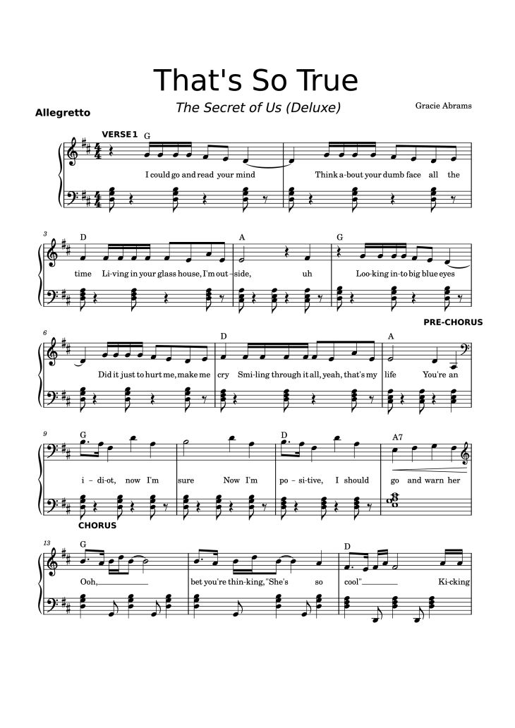 Page 1 of the piano sheet music PDF Piano – That