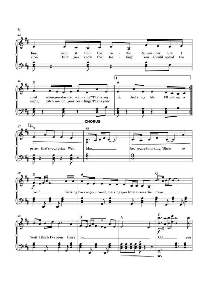 Page 4 of the piano sheet music PDF Piano – That