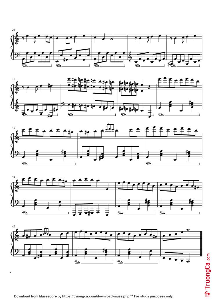 Page 2 of the piano sheet music PDF Piano – Korobeiniki (Tetris Theme) Piano by Zakura
