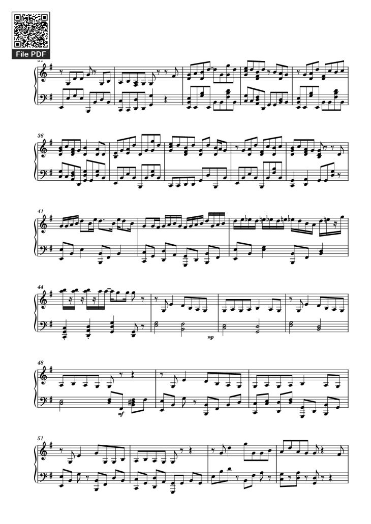 Page 2 of the piano sheet music PDF Piano – 夜明けと蛍 Piano by Undefined