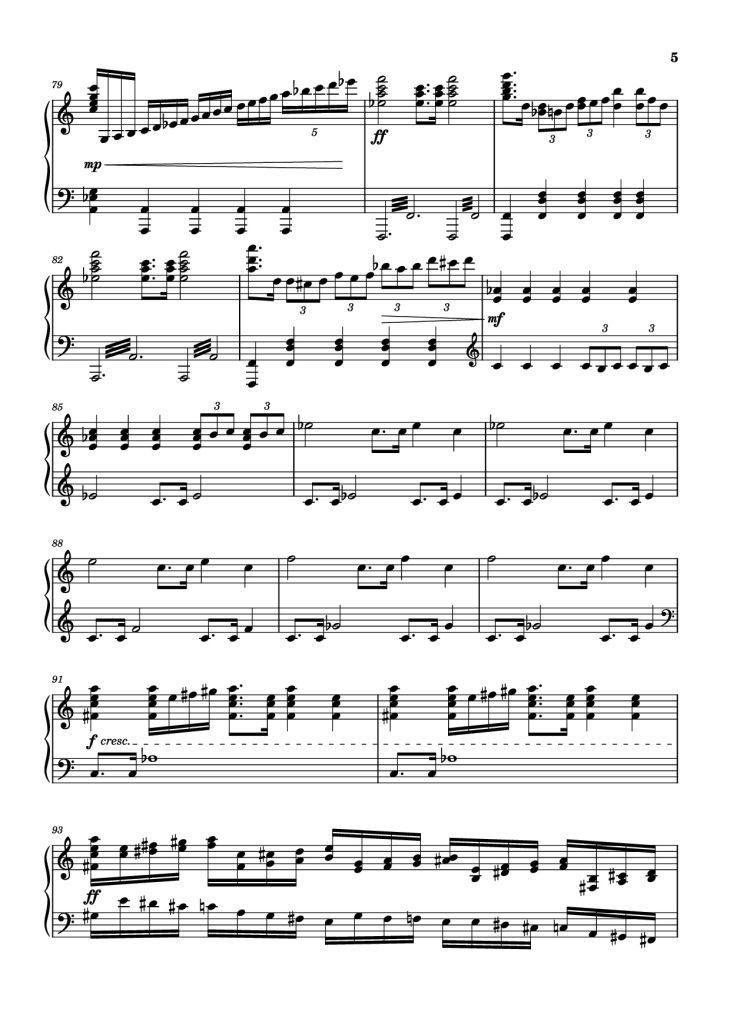 Page 5 of the piano sheet music PDF Piano – The Planets - Mars Piano by Composer / arranger